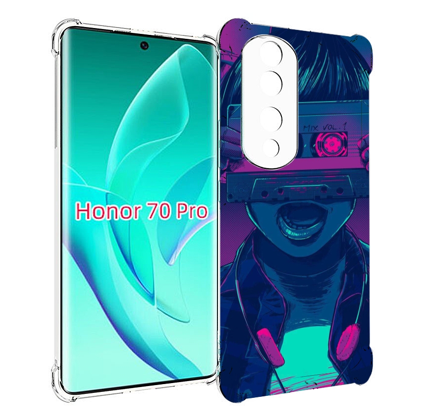 

Чехол MyPads киберпанк с кассетой для Honor 70 Pro / 70 Pro Plus, Прозрачный, Tocco