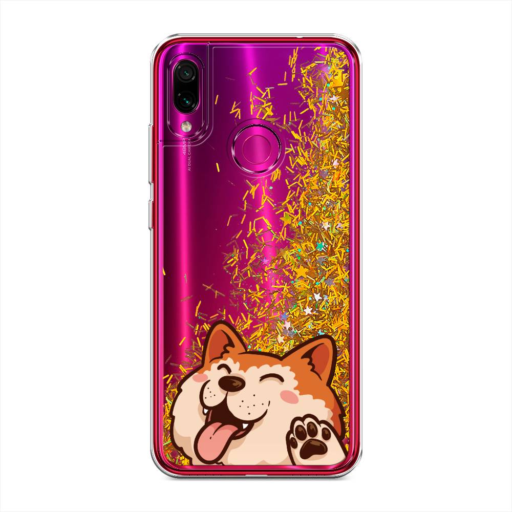 

Жидкий чехол с блестками "Акита-ину машет" на Xiaomi Redmi Note 7, 34790-1