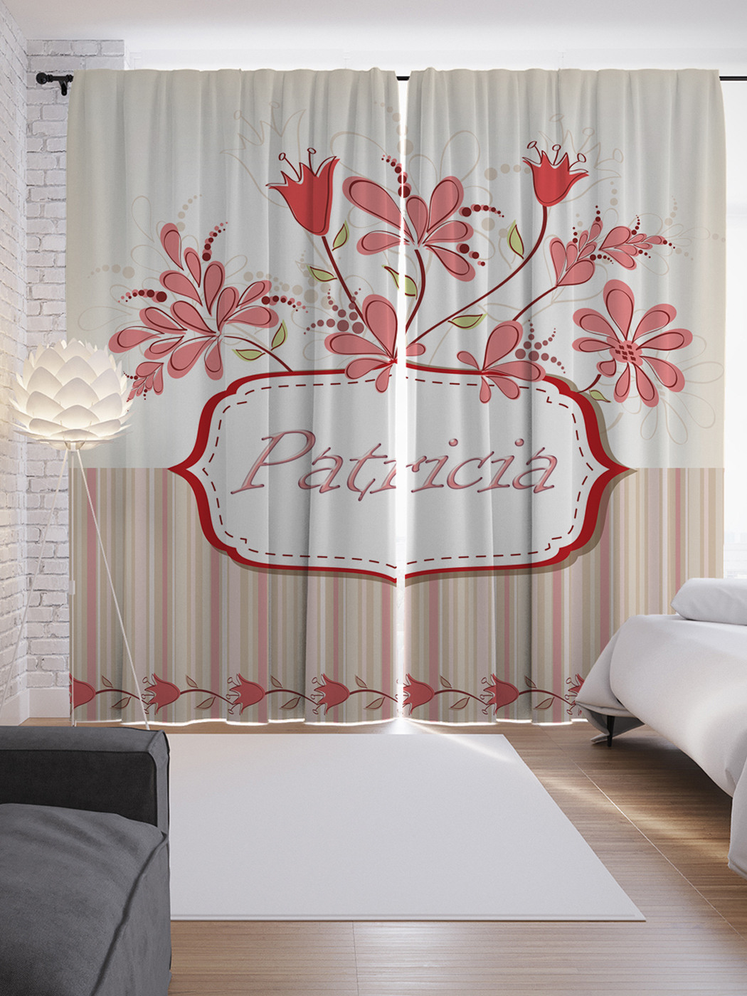 

Шторы с фотопечатью "Цветочная патриция" из сатена, 290х265 см