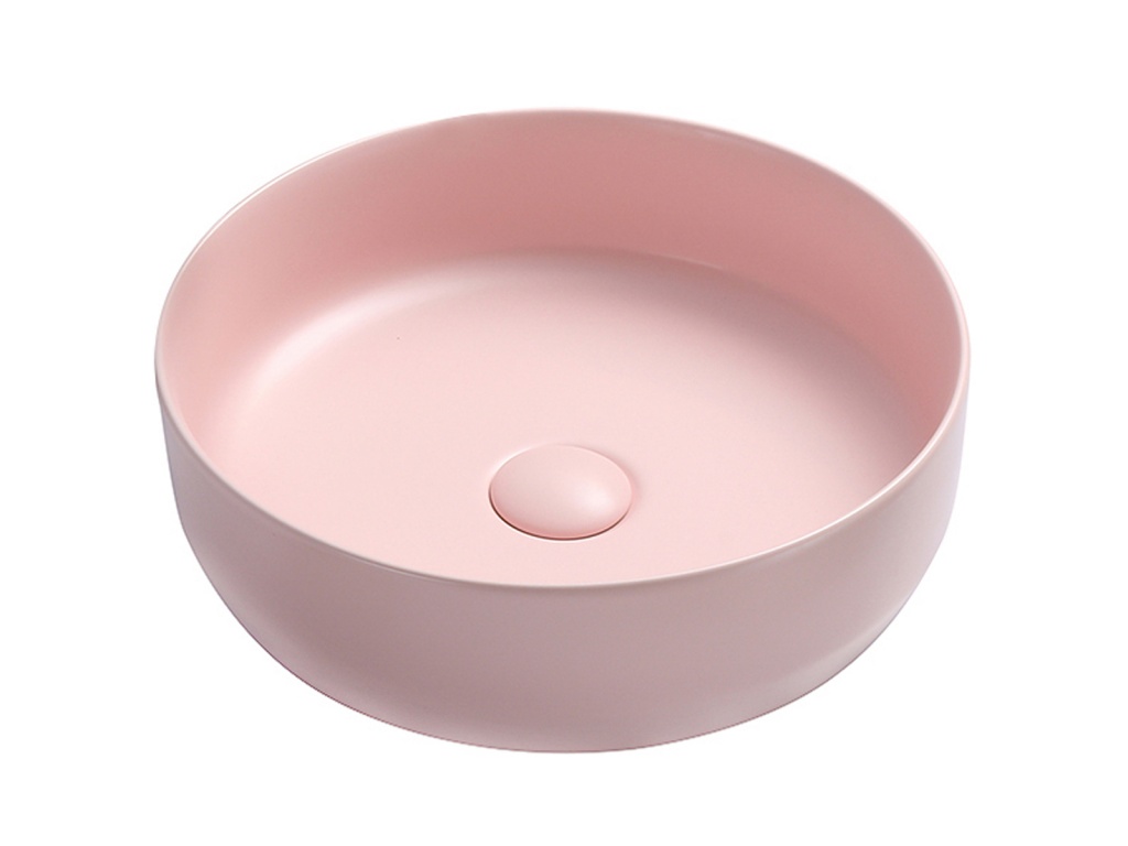фото Накладная раковина ceramica nova element cn6022mp 39х39 розовый матовый круглая
