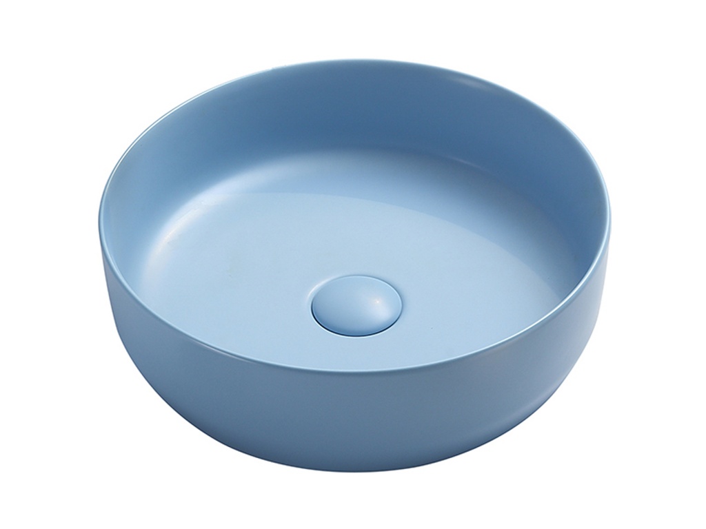 фото Накладная раковина ceramica nova element cn6022ml 39х39 голубой матовый круглая
