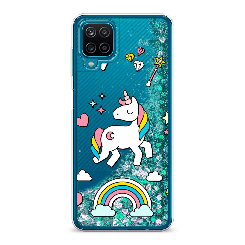 

Жидкий чехол с блестками "Принцесса единорог" на Samsung Galaxy A12, 2101695-1