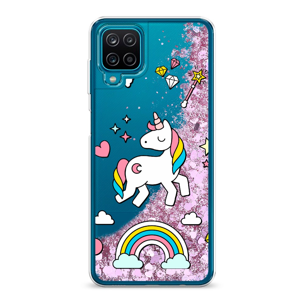 

Жидкий чехол с блестками "Принцесса единорог" на Samsung Galaxy A12