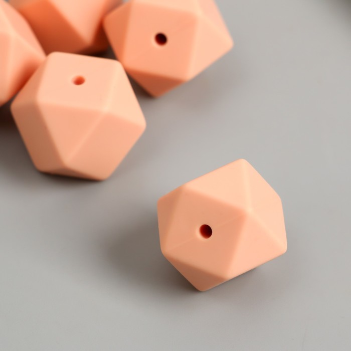 

Бусина силикон Многогранник телесный розовый d=1,7 см (5 шт.)