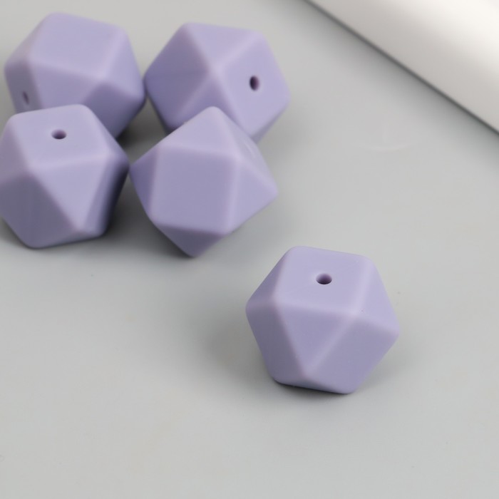 

Бусина силикон Многогранник сиренево-серая d=1,7 см (5 шт.), Фиолетовый