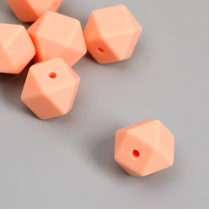 

Бусина силикон Многогранник персик d=1,4 см (6 шт.), Бежевый