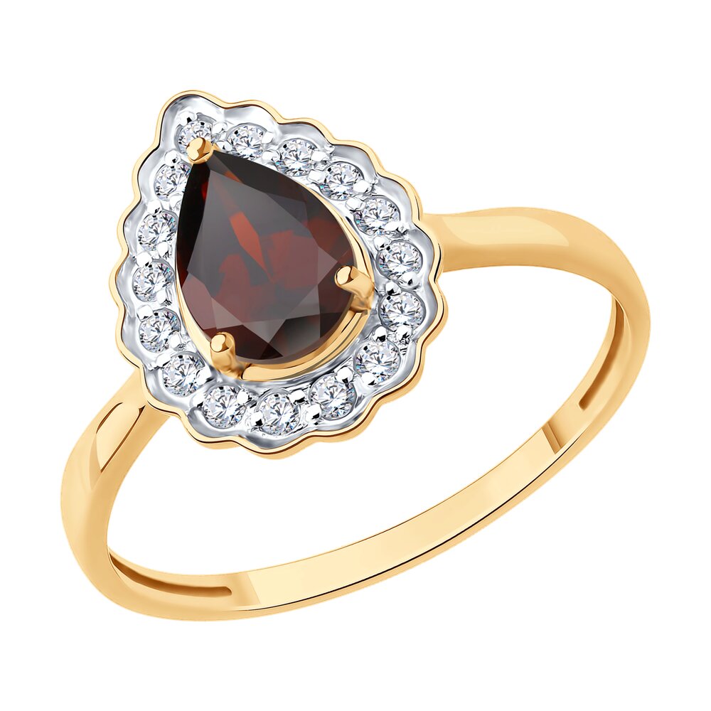 

Кольцо из золота р. , SOKOLOV 717219, фианит/гранат, 717219