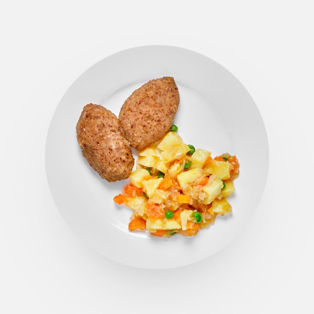 

Биточки Индустрия здорового питания мясные, с овощным рагу, 250 г