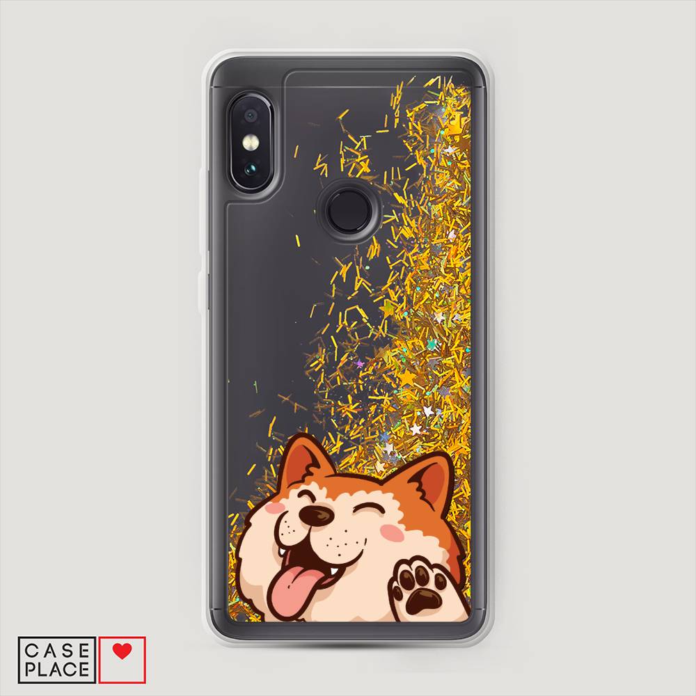 

Жидкий чехол с блестками "Акита-ину машет" на Xiaomi Redmi Note 5, 32790-1