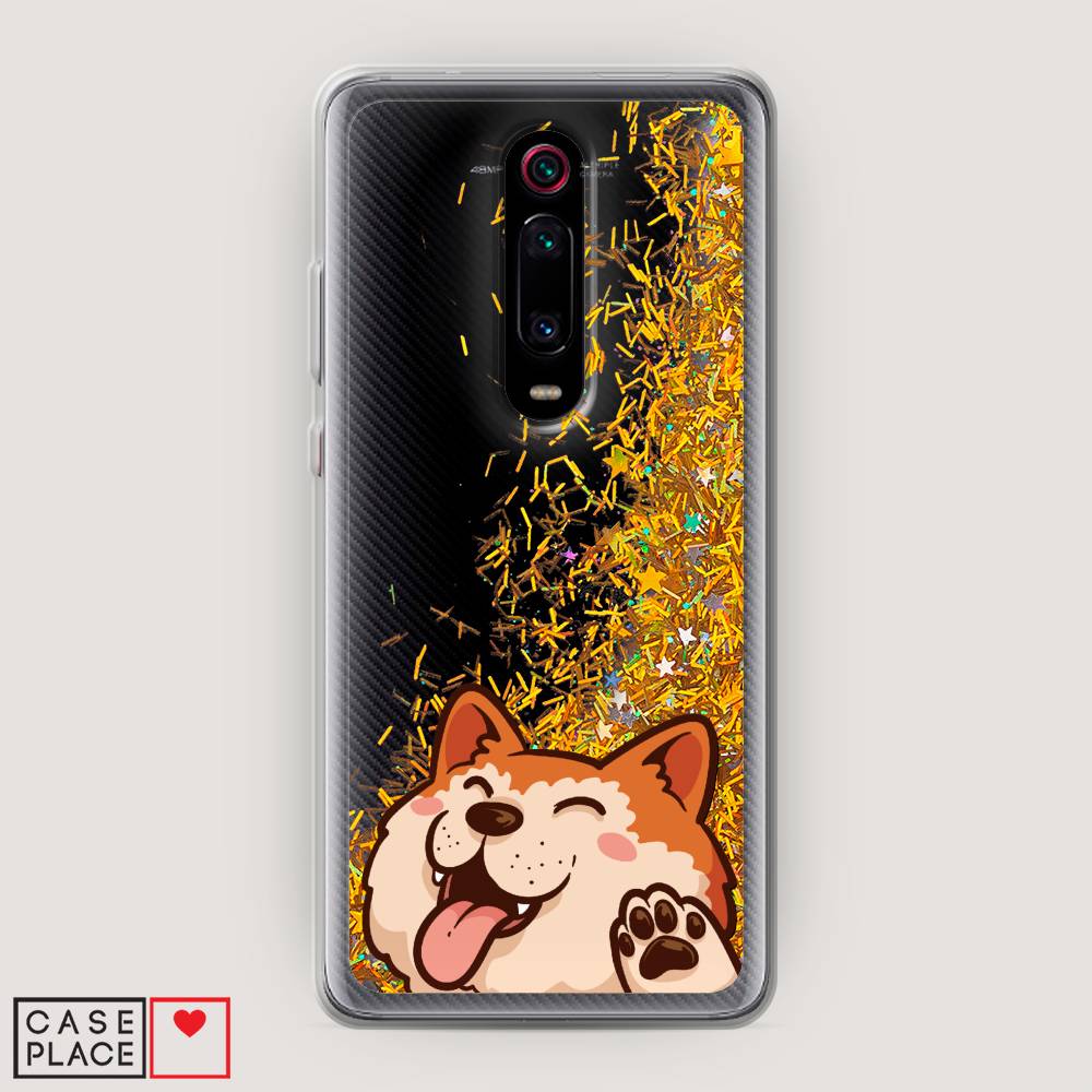 

Жидкий чехол с блестками "Акита-ину машет" на Xiaomi Redmi K20, 35590-1