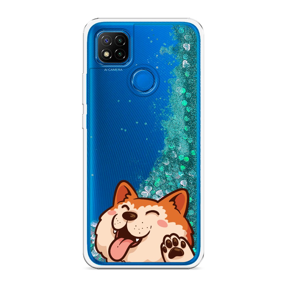 

Жидкий чехол с блестками "Акита-ину машет" на Xiaomi Redmi 9C