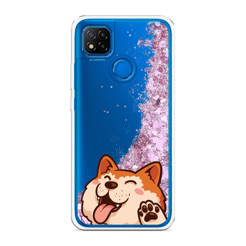 

Жидкий чехол с блестками "Акита-ину машет" на Xiaomi Redmi 9C