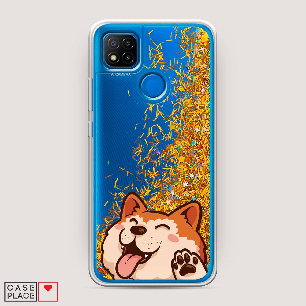 

Жидкий чехол с блестками "Акита-ину машет" на Xiaomi Redmi 9C, 39090-1