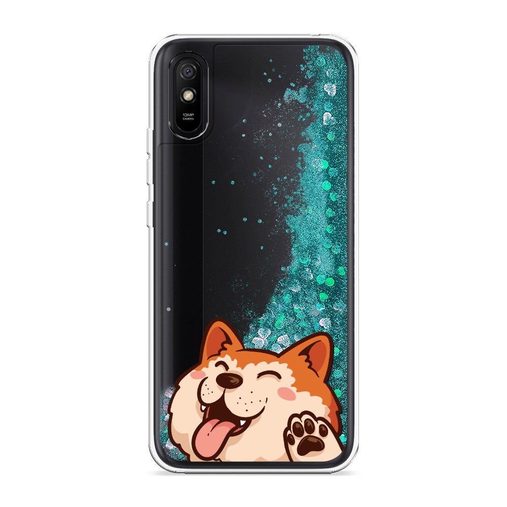 

Жидкий чехол с блестками "Акита-ину машет" на Xiaomi Redmi 9A