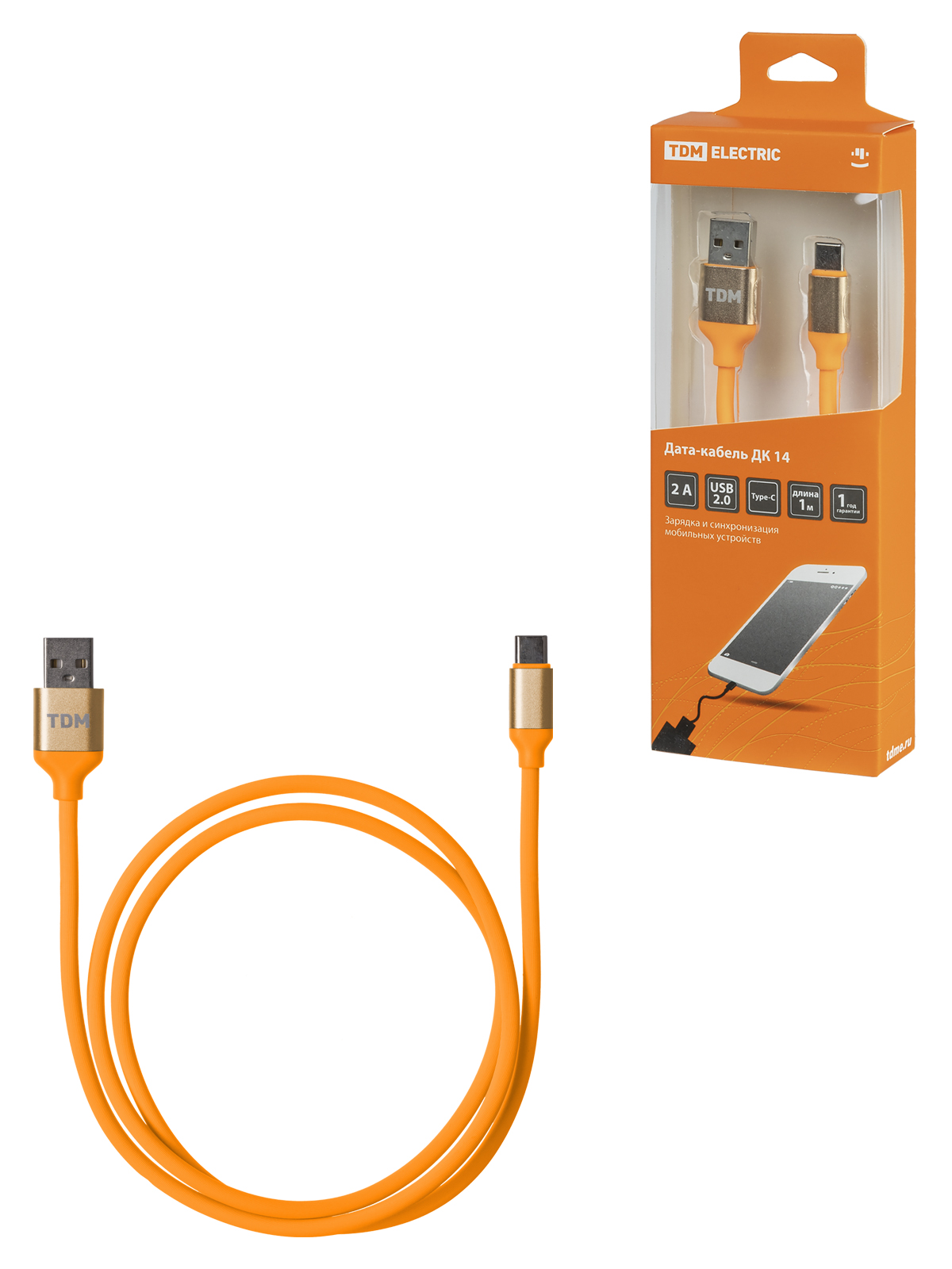 Кабель USB Type-C-USB Tdm Electric 1 м оранжевый