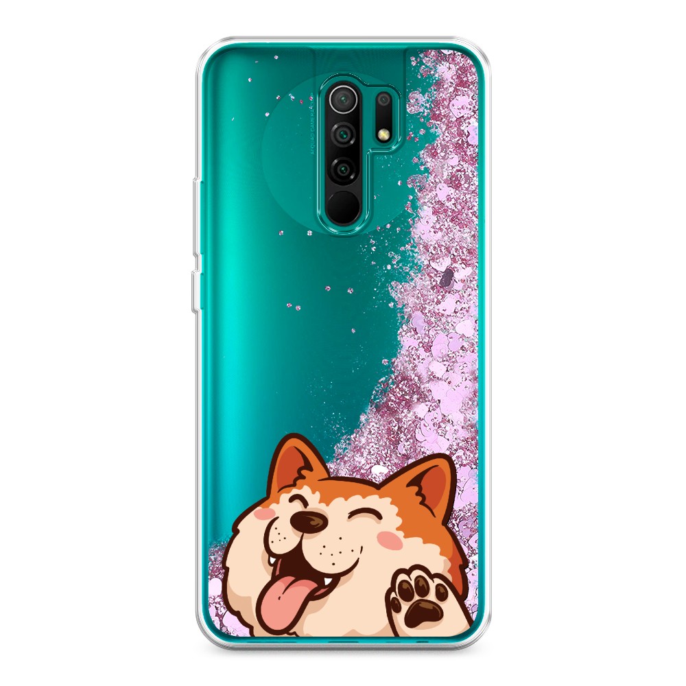 

Жидкий чехол с блестками "Акита-ину машет" на Xiaomi Redmi 9, 38394-1