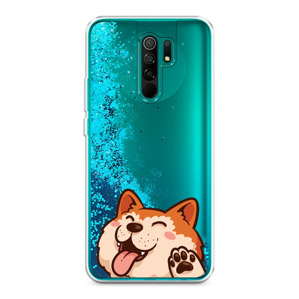 

Жидкий чехол с блестками "Акита-ину машет" на Xiaomi Redmi 9, 38393-1