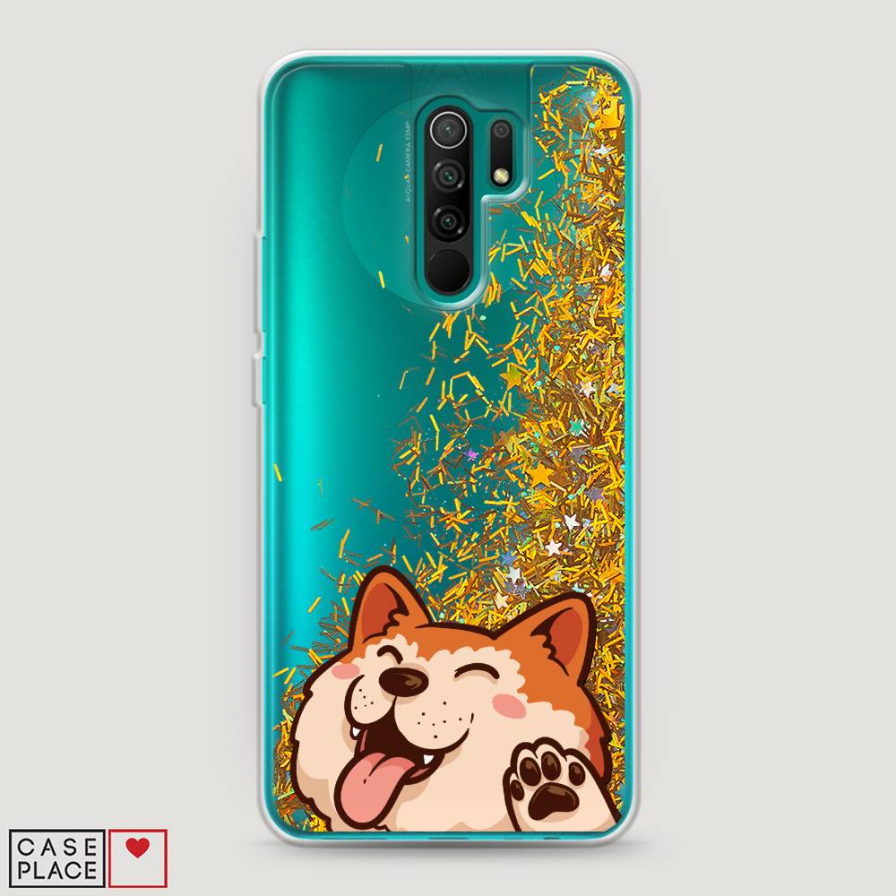 

Жидкий чехол с блестками "Акита-ину машет" на Xiaomi Redmi 9, 38390-1