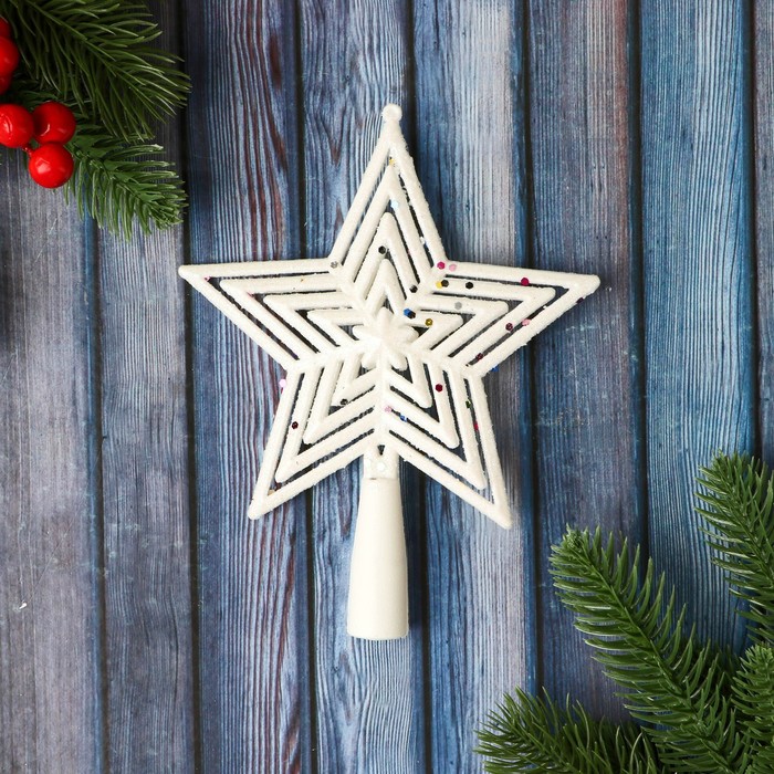 

Наконечник "Звезда" крупные блестки, 13х18 см, белый