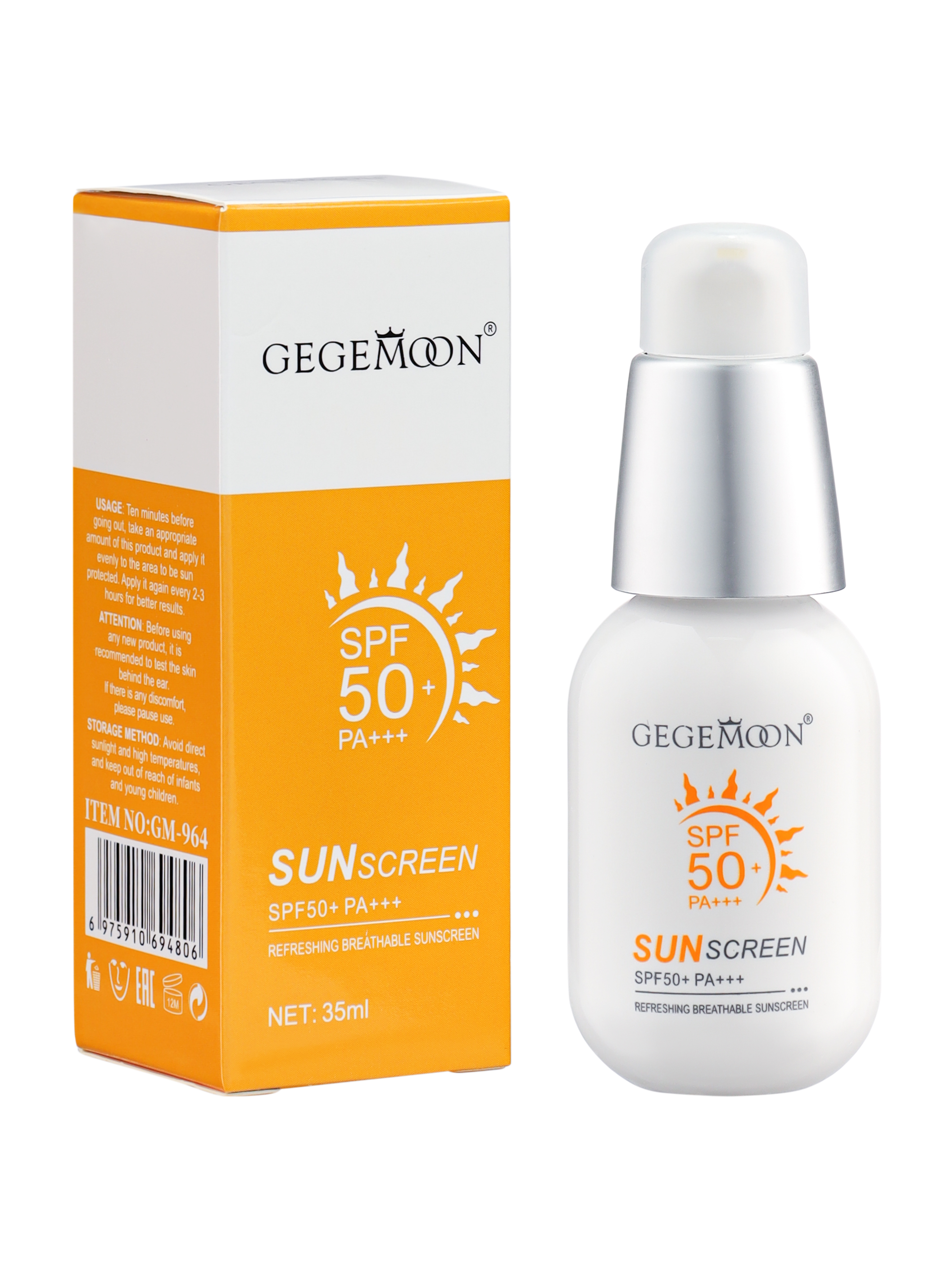 Солнцезащитный крем Gegemoon SPF50+ PA+++ Освежающий для лица и тела 35 мл