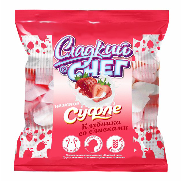 

Конфеты суфле Сладкий снег клубника со сливками 40 г