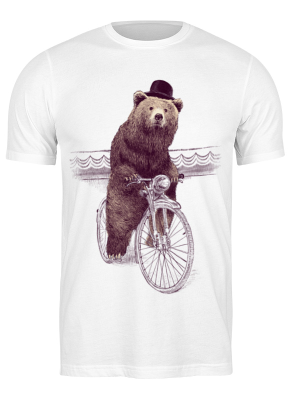 фото Футболка мужская printio медведь на велосипеде белая m
