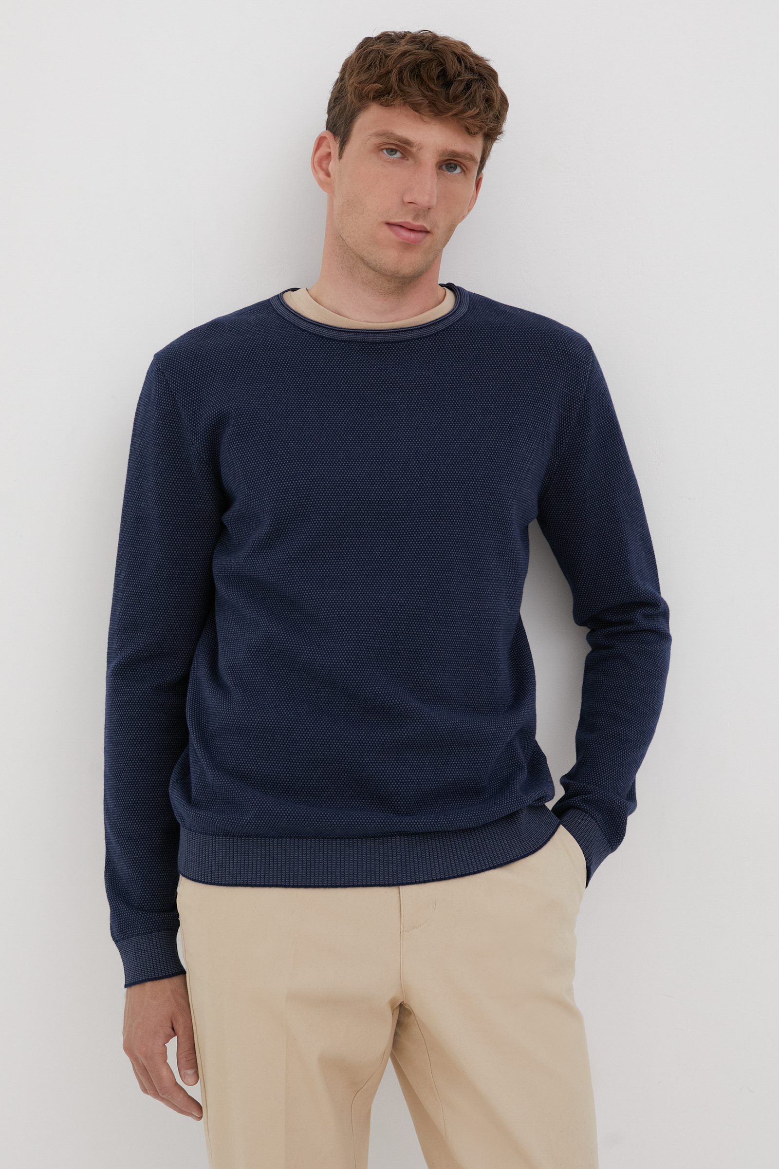 

Джемпер мужской Finn Flare FAC21122 синий 2XL, FAC21122