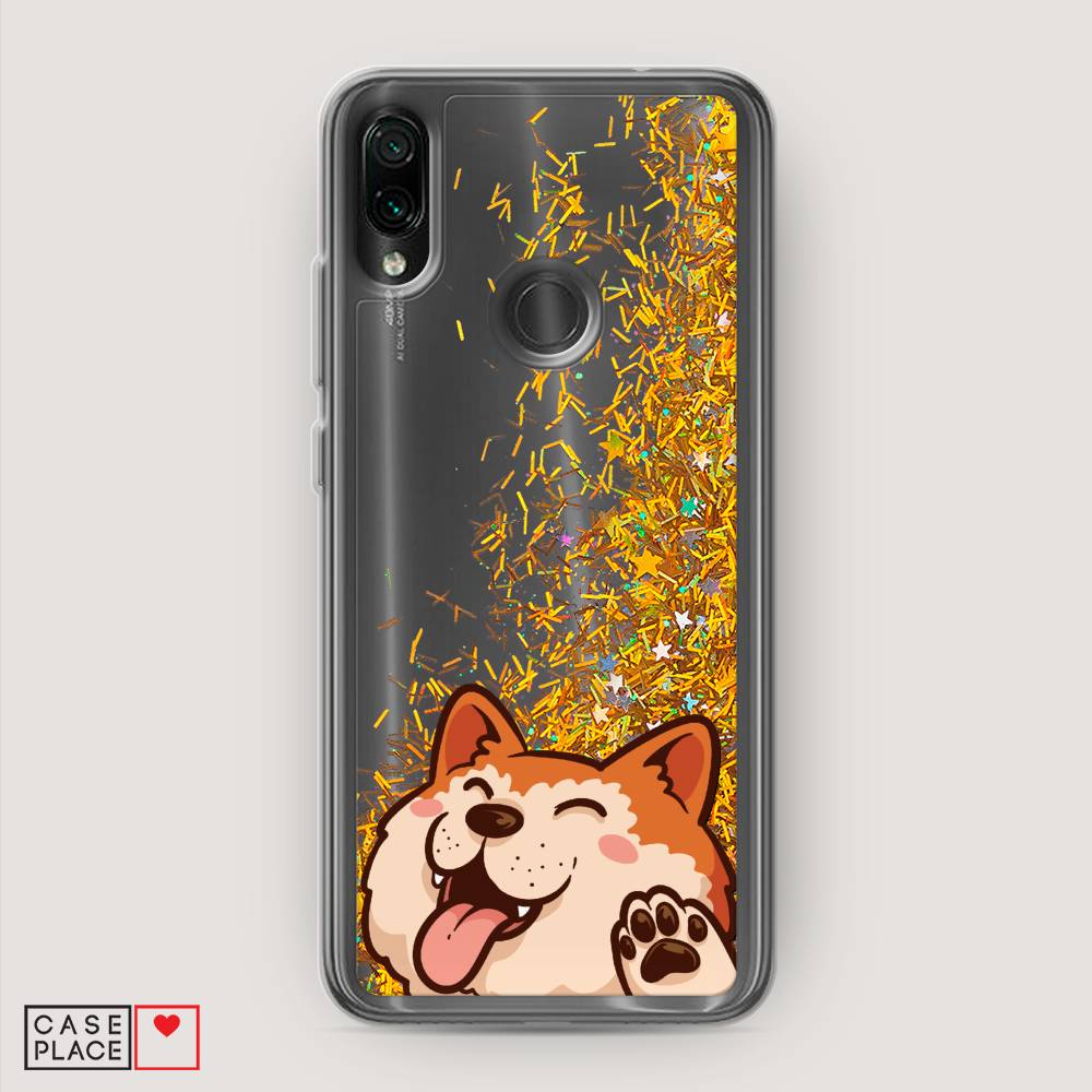 

Жидкий чехол с блестками "Акита-ину машет" на Xiaomi Redmi 7, 35090-1