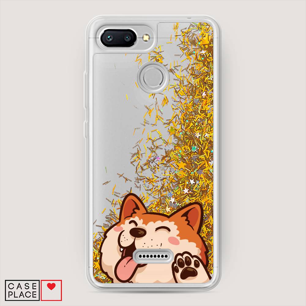 

Жидкий чехол с блестками "Акита-ину машет" на Xiaomi Redmi 6, 33890-1