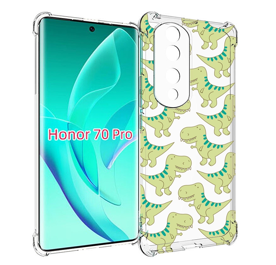 

Чехол MyPads зеленые-динозаврики для Honor 70 Pro / 70 Pro Plus, Прозрачный, Tocco