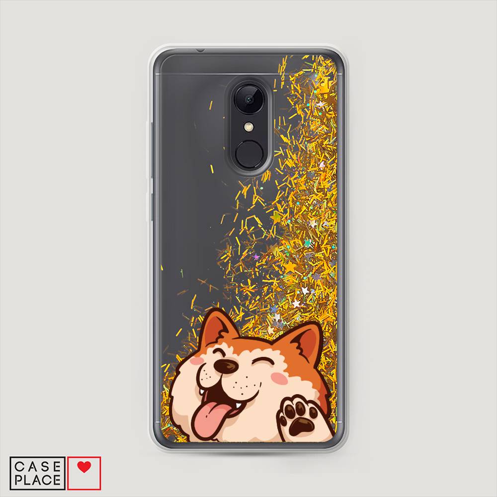 

Жидкий чехол с блестками "Акита-ину машет" на Xiaomi Redmi 5, 33090-1