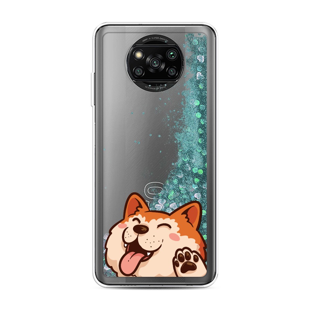 

Жидкий чехол с блестками "Акита-ину машет" на Xiaomi Poco X3 Pro, 310695-1