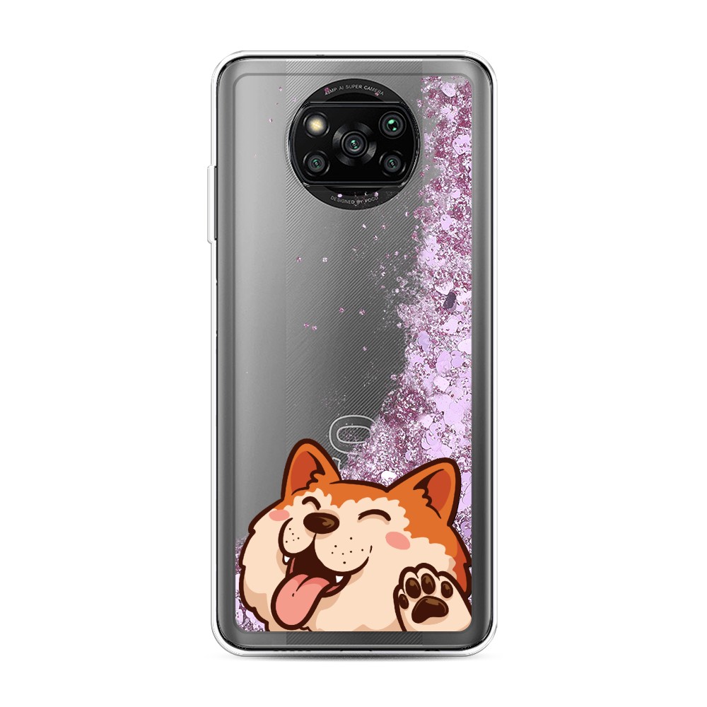 

Жидкий чехол с блестками "Акита-ину машет" на Xiaomi Poco X3 Pro, 310694-1
