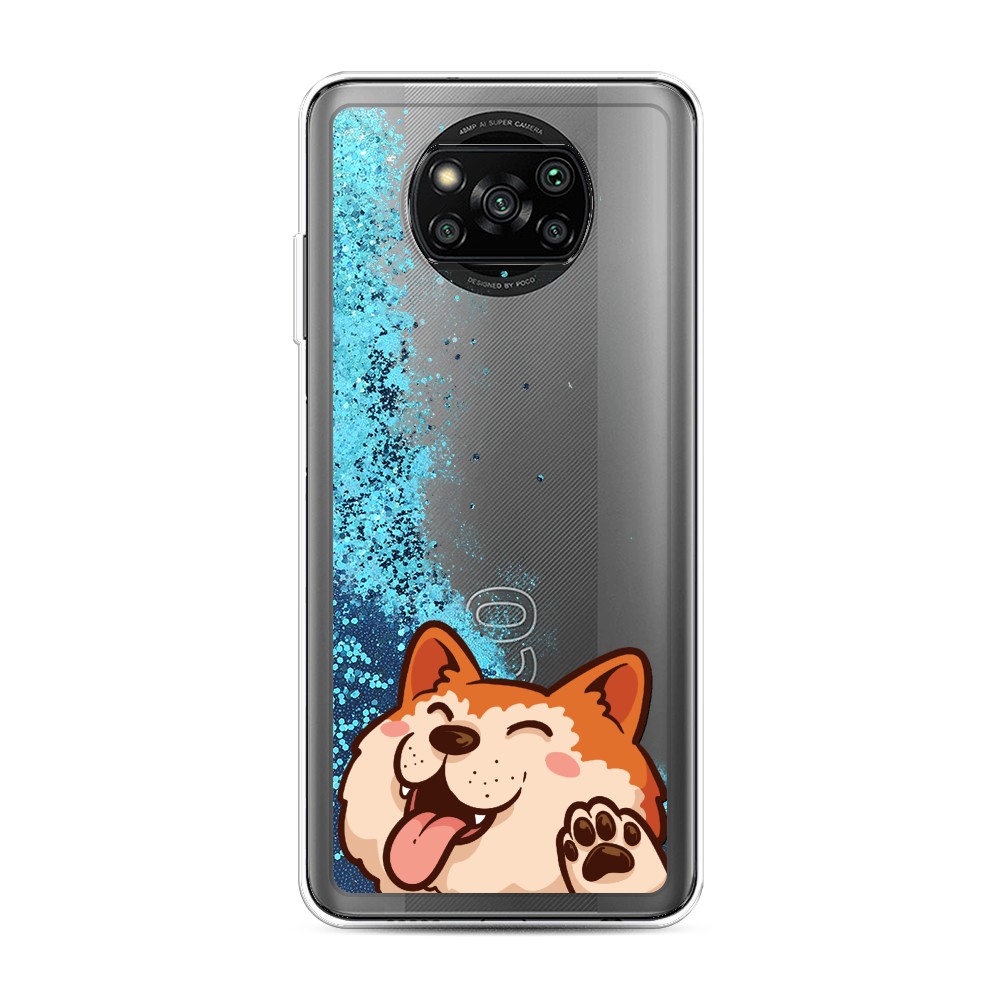 

Жидкий чехол с блестками "Акита-ину машет" на Xiaomi Poco X3 Pro, 310693-1