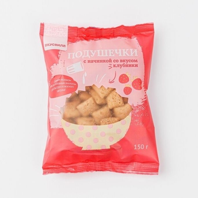 

Подушечки ВкусВилл мультизлаковые клубника 150 г