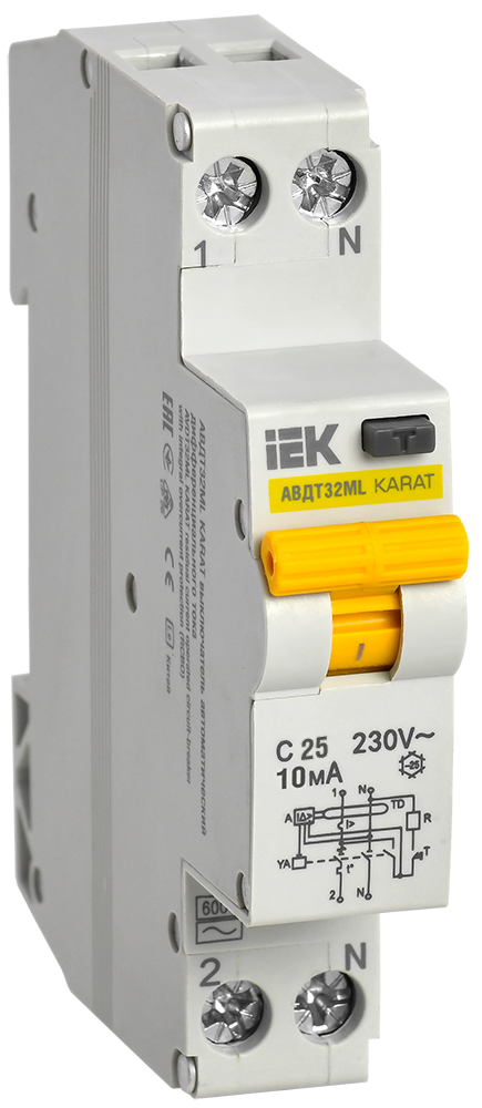 

Выкл. авт. диф. тока АВДТ32МL С25 10мА KARAT IEK | код. MVD12-1-025-C-010 | IEK ( 1шт. )
