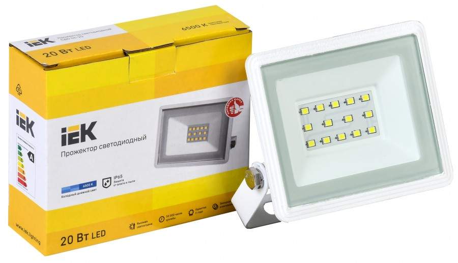 IEK Прожектор светодиодн. LED СДО 06-20 20W(1600lm) 6500K 6K 117x132x21 белый IP65 LPDO601