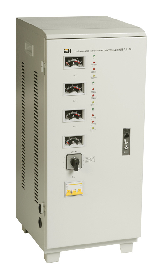 

Стабилизатор напряжения IEK СНИ3 7.5кВА трехфазный серый (IVS10-3-07500)
