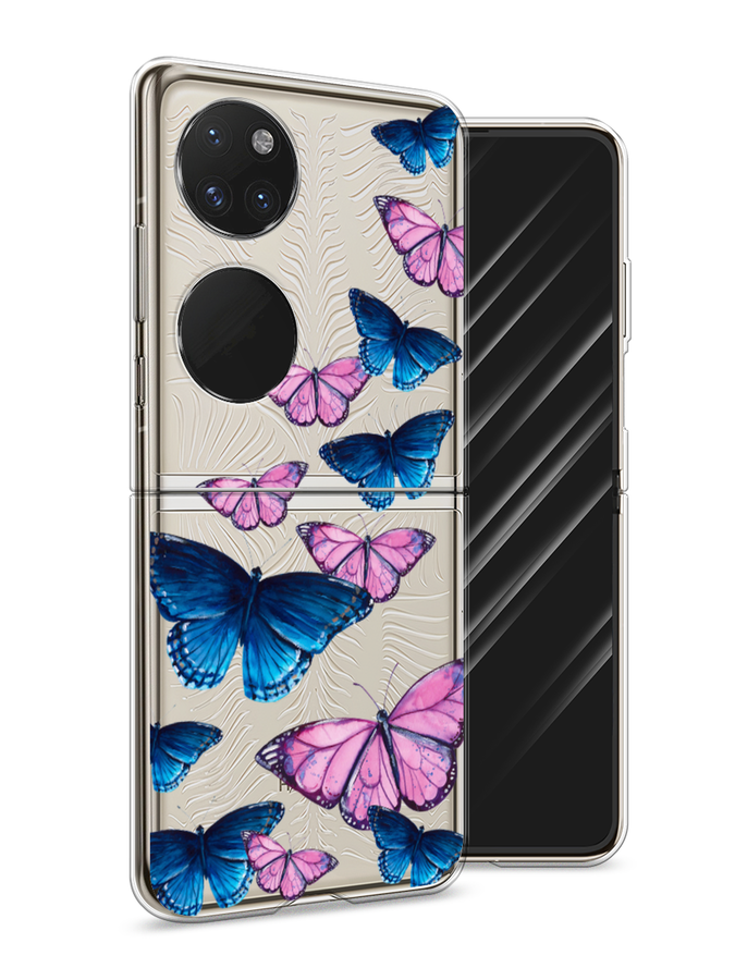 

Чехол Awog на Huawei P50 pocket "Полет бабочек", Синий;черный;розовый, 6107450-2
