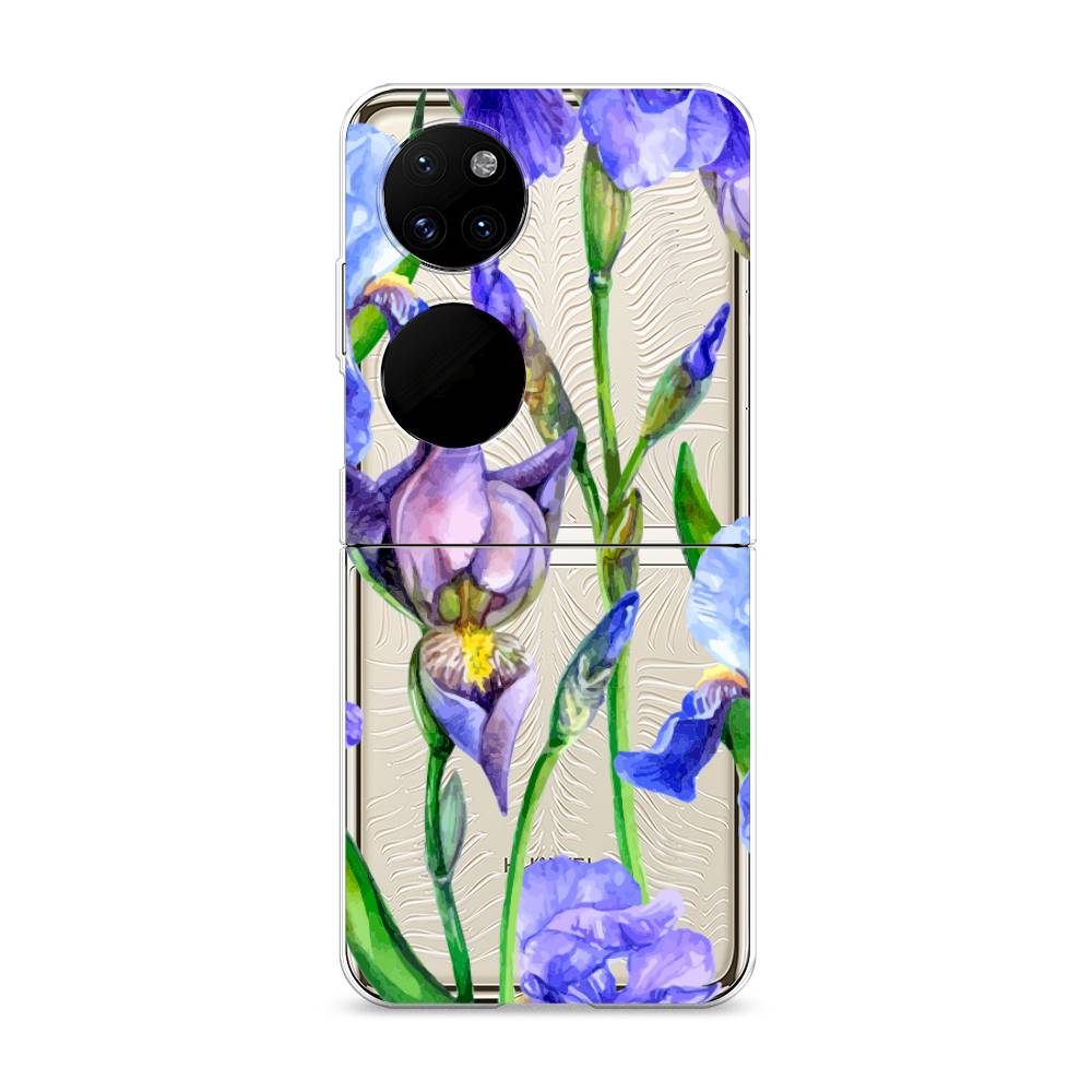 фото Чехол awog "синие ирисы" для huawei p50 pocket