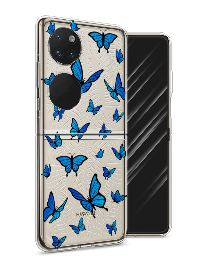 

Чехол Awog на Huawei P50 pocket "Синие бабочки", Синий;белый, 6107450-1