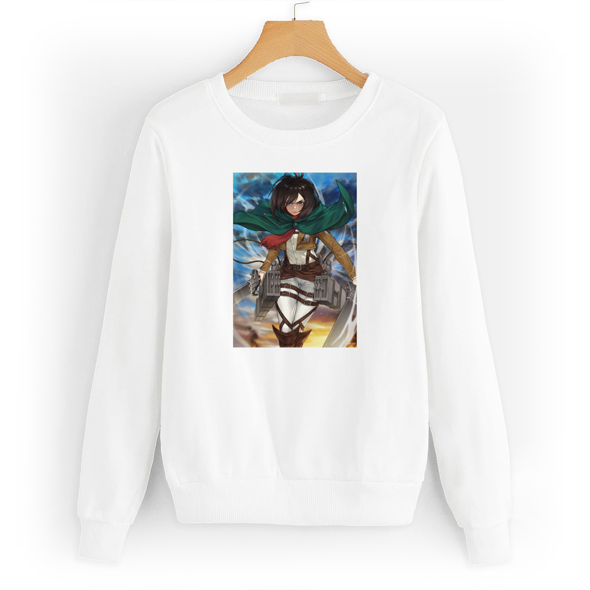 

Свитшот белый CoolPodarok Аниме Атака титанов Микаса Mikasa (девушка с зелёным плащом), 4W041305