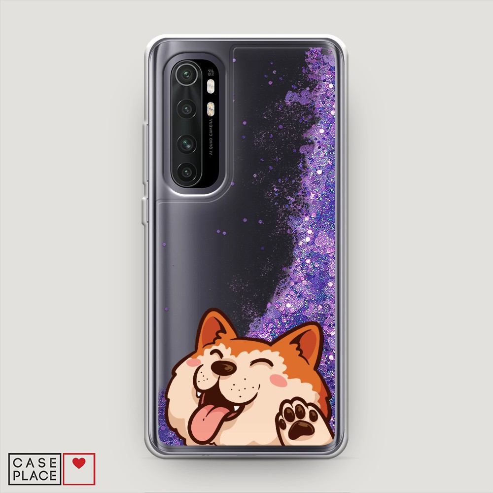 

Жидкий чехол с блестками "Акита-ину машет" на Xiaomi Mi Note 10 lite, 38492-1
