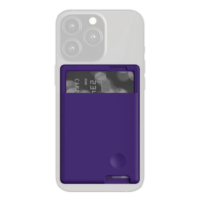 фото Картхолдер чехол бумажник силиконовый самоклеящийся кошелек для карт на телефон фиолетовый nobrand