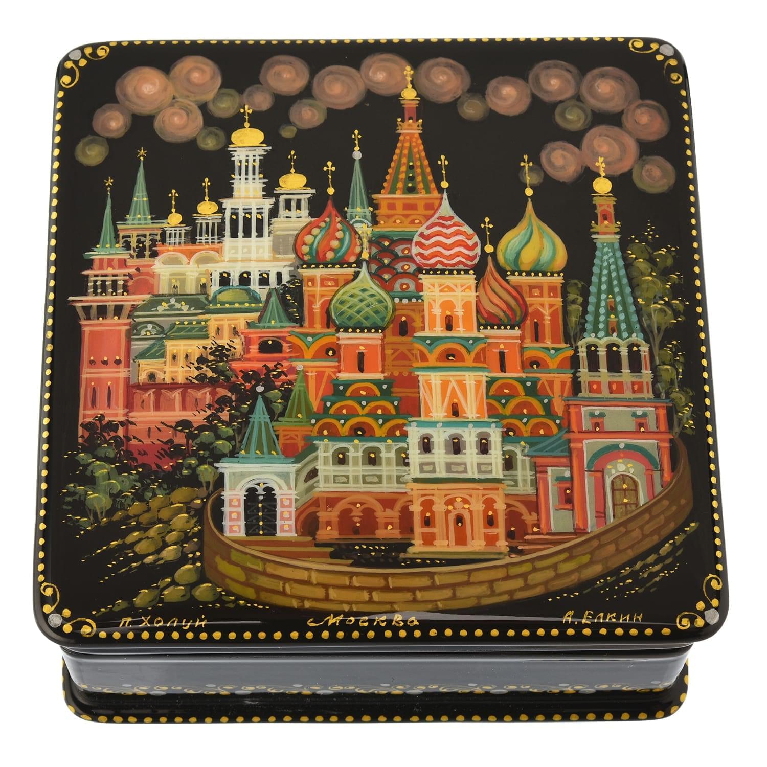 

Лаковая миниатюра шкатулка «Москва» Холуй, Черный