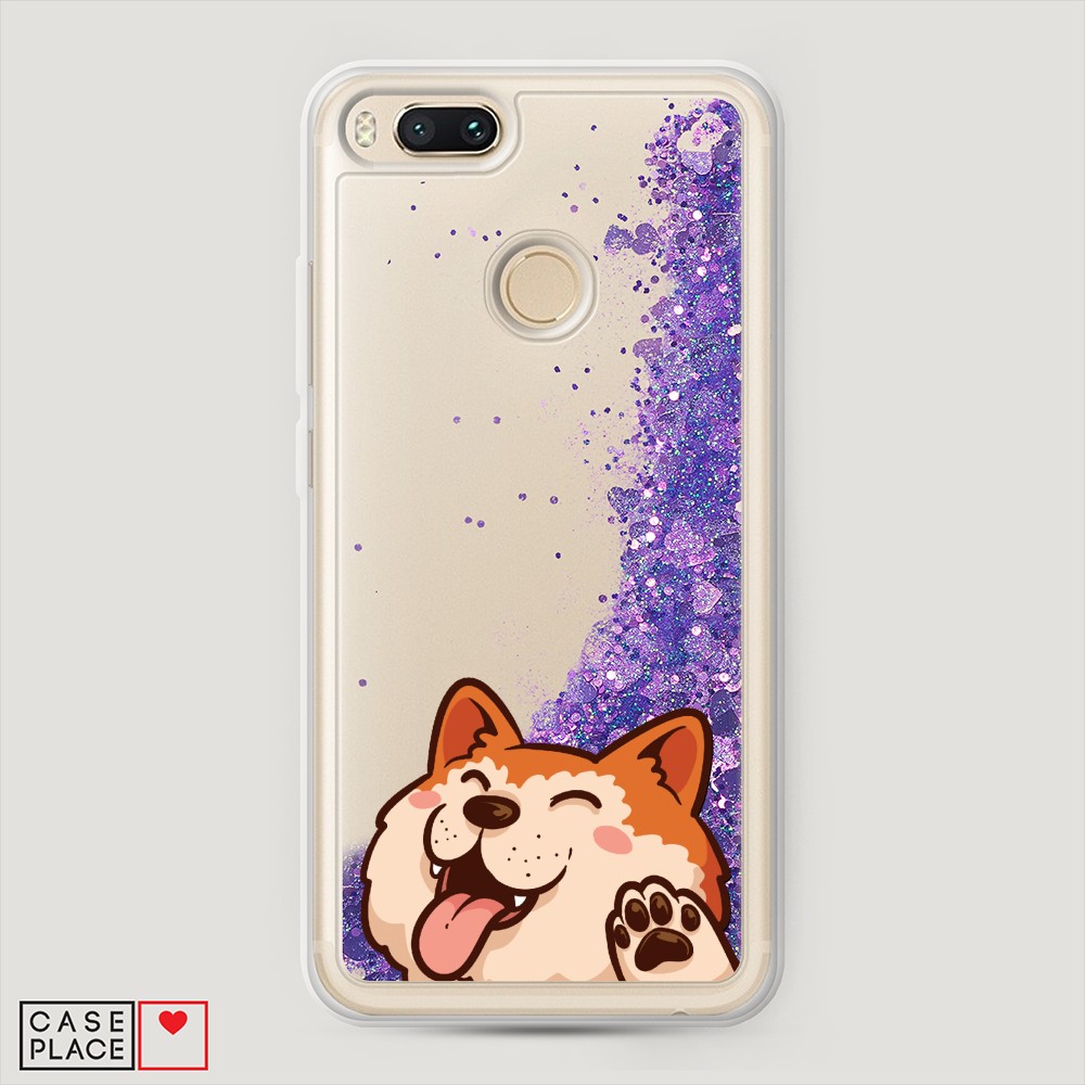 

Жидкий чехол с блестками "Акита-ину машет" на Xiaomi Mi A1, 32692-1