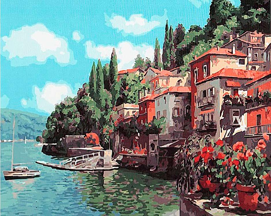 фото Картина по номерам paintboy итальянский городок, 40x50 см