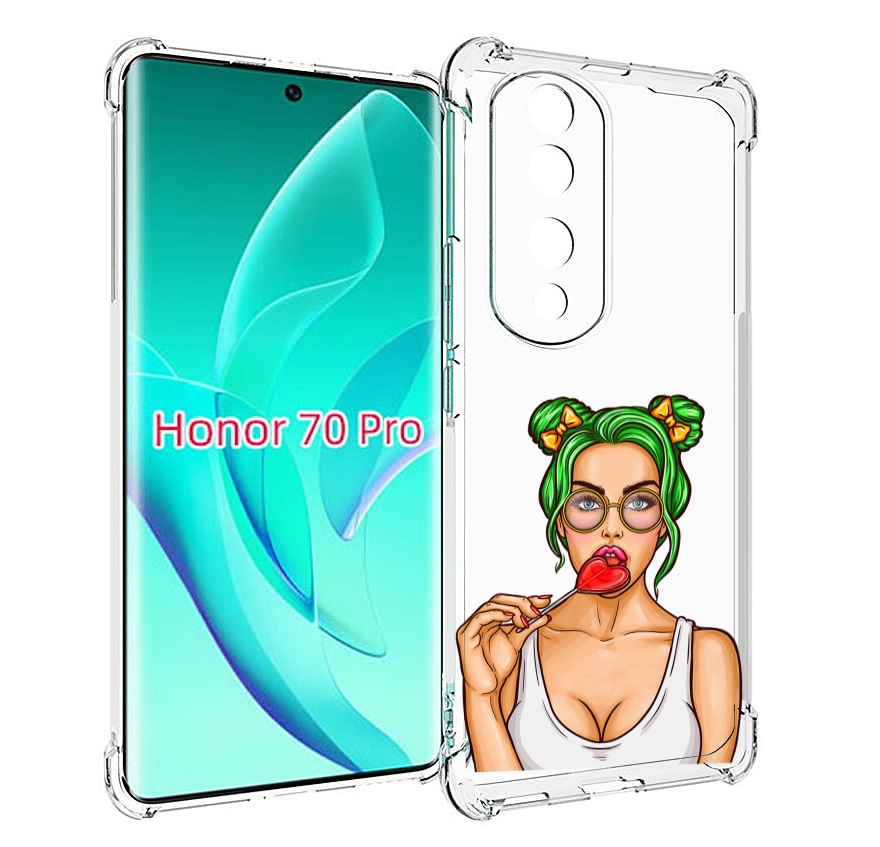 

Чехол MyPads девушка-с-чупачупсом-в-виде-сердца женский для Honor 70 Pro / 70 Pro Plus, Прозрачный, Tocco