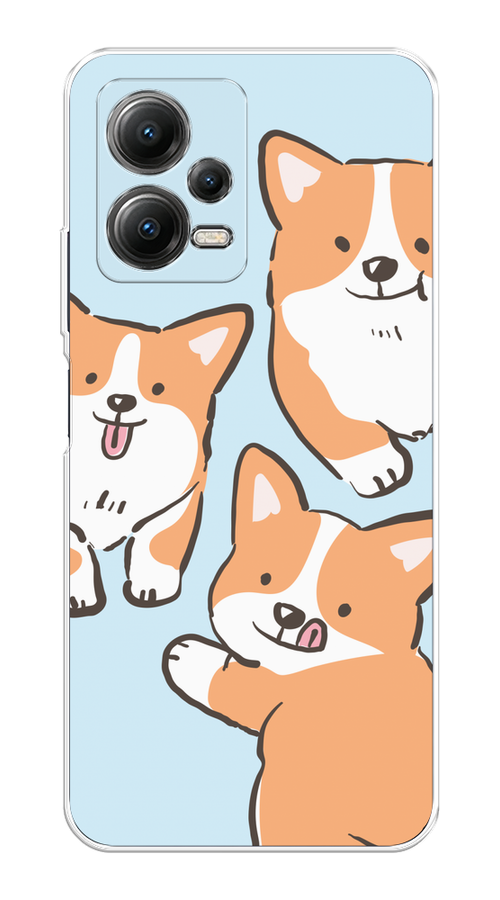 

Чехол на Xiaomi Poco X5 5G "Милые корги", Бежевый;голубой;коричневый, 317950-1