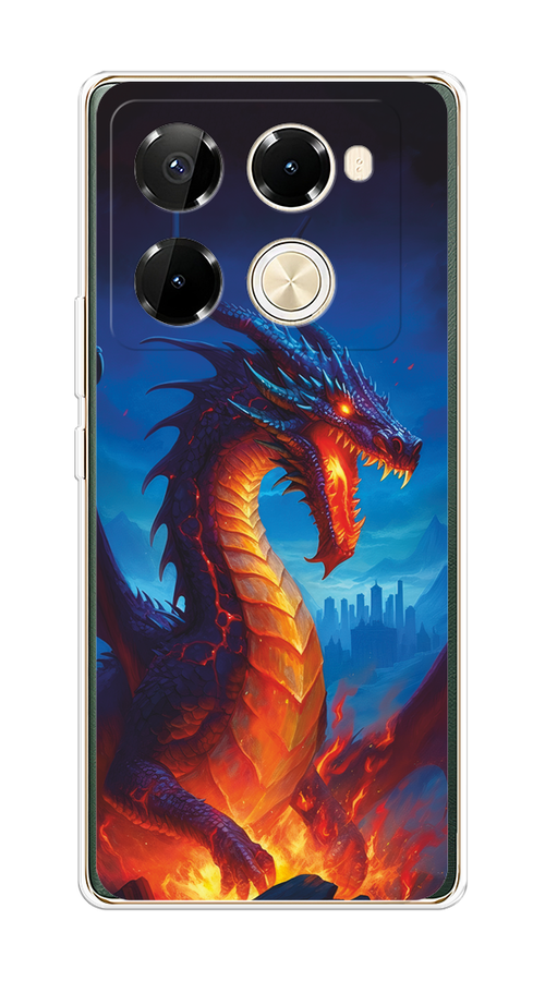 

Чехол на Infinix Note 40 Pro 5G/Note 40 Pro Plus "Дракон над лавой", Оранжевый;коричневый;синий, 3106050-1